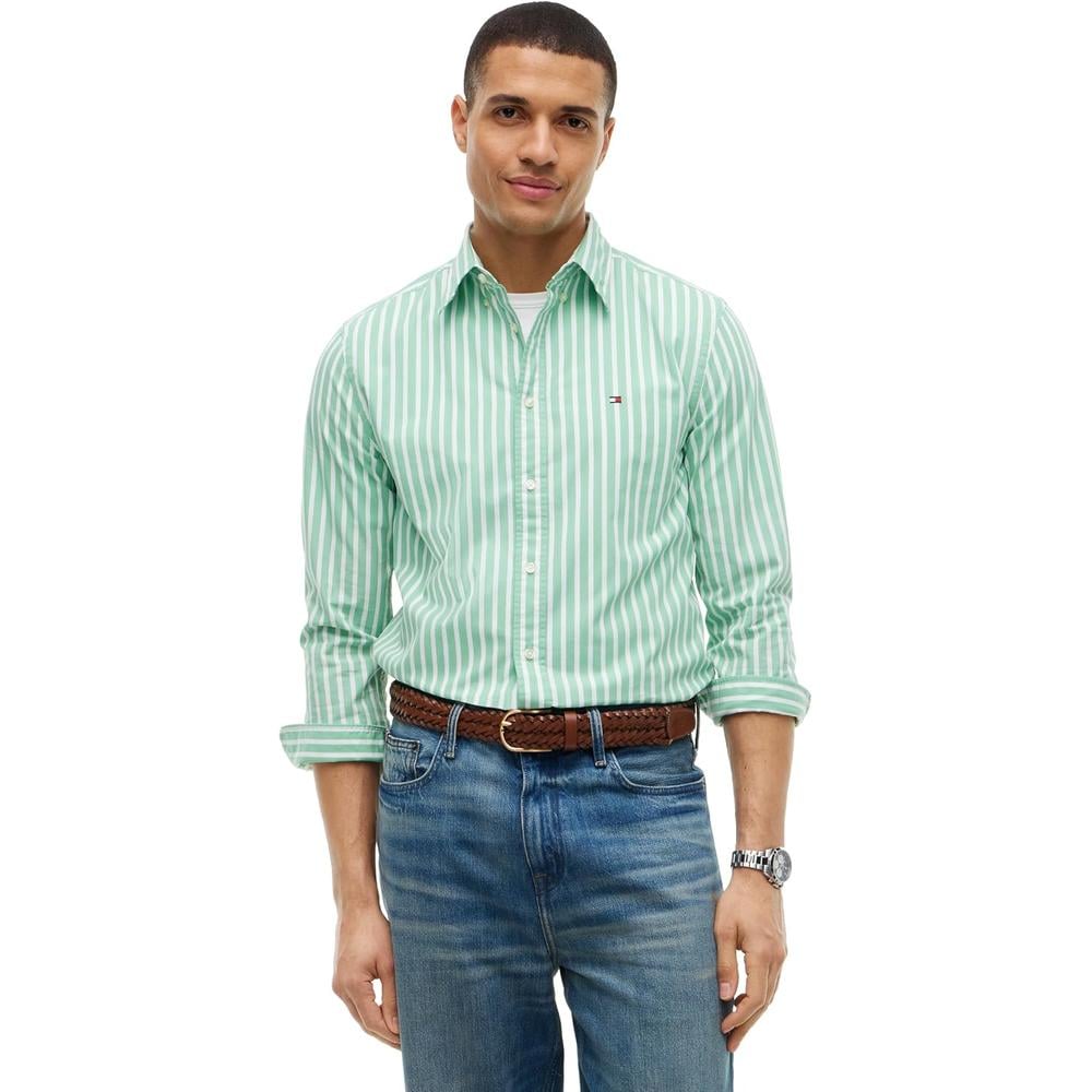 CAMISA PARA HOMBRE TOMMY HILFIGER REGULAR FIT MANGA LARGA VERDE CÉSPED - 1