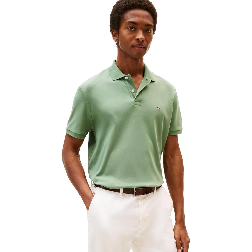 POLO PARA HOMBRE TOMMY HILFIGER REGULAR FIT MANGA CORTA VERDE PRADERA POLVORIENTO - 1