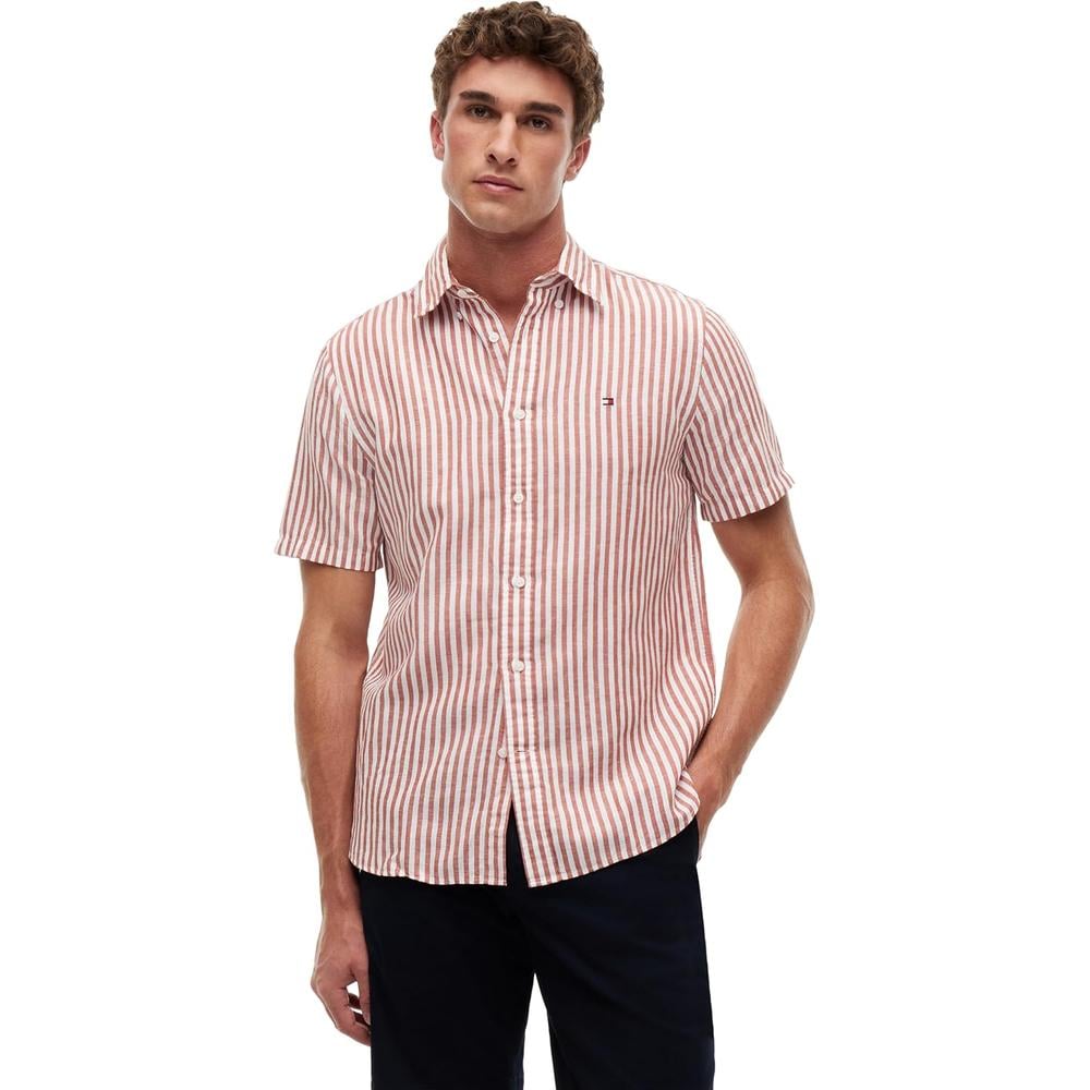 CAMISA PARA HOMBRE TOMMY HILFIGER MANGA CORTA LINO REGULAR FIT MULTICOLOR - 1
