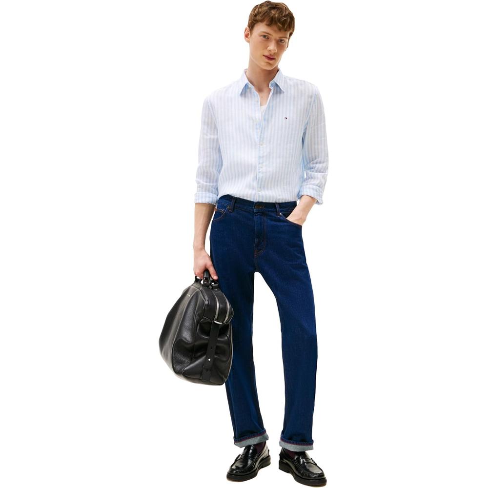CAMISA PARA HOMBRE TOMMY HILFIGER REGULAR FIT MANGA LARGA AZUL VESSEL - 3