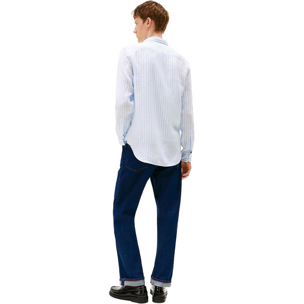 CAMISA PARA HOMBRE TOMMY HILFIGER REGULAR FIT MANGA LARGA AZUL VESSEL - 4