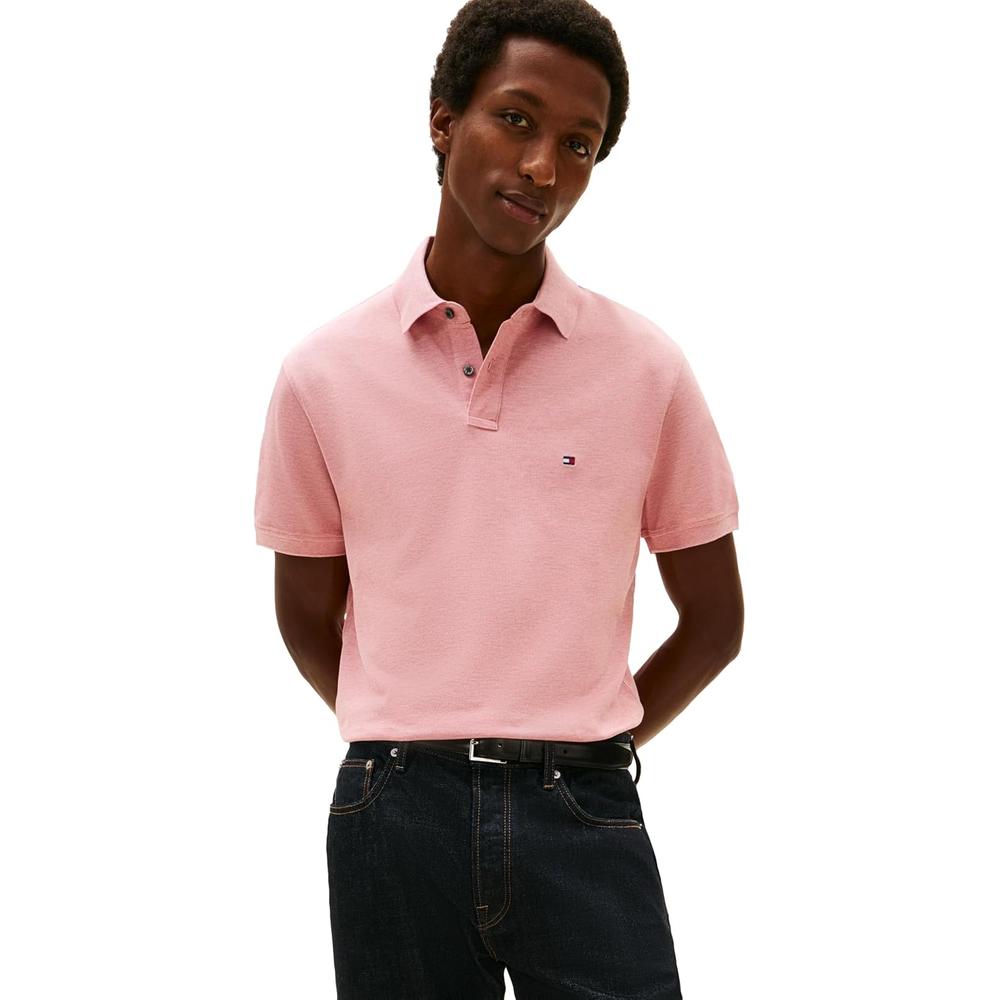 POLO PARA HOMBRE TOMMY HILFIGER CLASSIC FIT MANGA CORTA ROSA CAMELIA JASPEADO - 1