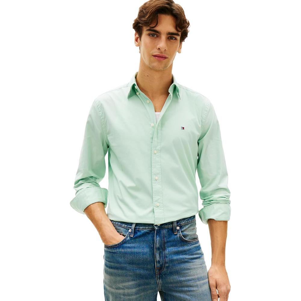 CAMISA PARA HOMBRE TOMMY HILFIGER REGULAR FIT MANGA LARGA VERDE MENTA - 1