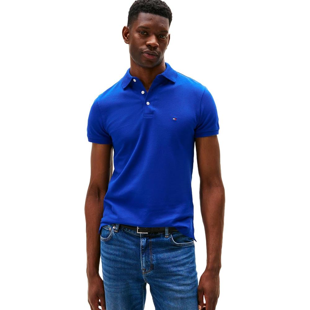 POLO PARA HOMBRE TOMMY HILFIGER 1985 SLIM FIT MANGA CORTA AZUL MEDIO - 1