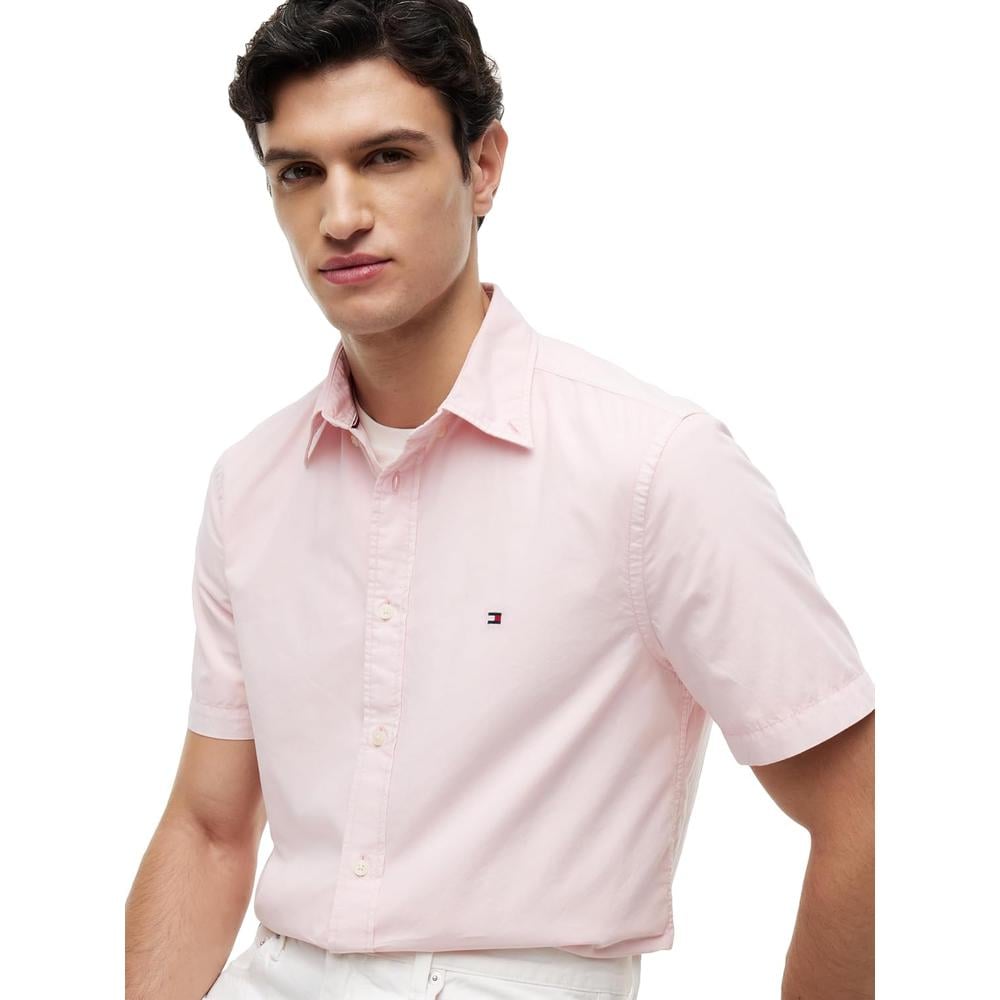 CAMISA PARA HOMBRE TOMMY HILFIGER REGULAR FIT MANGA CORTA ROSA CLARO - 2
