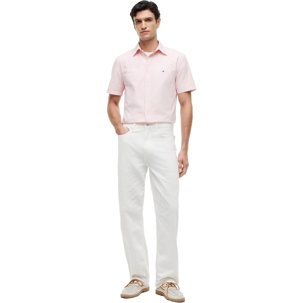 CAMISA PARA HOMBRE TOMMY HILFIGER REGULAR FIT MANGA CORTA ROSA CLARO - 3