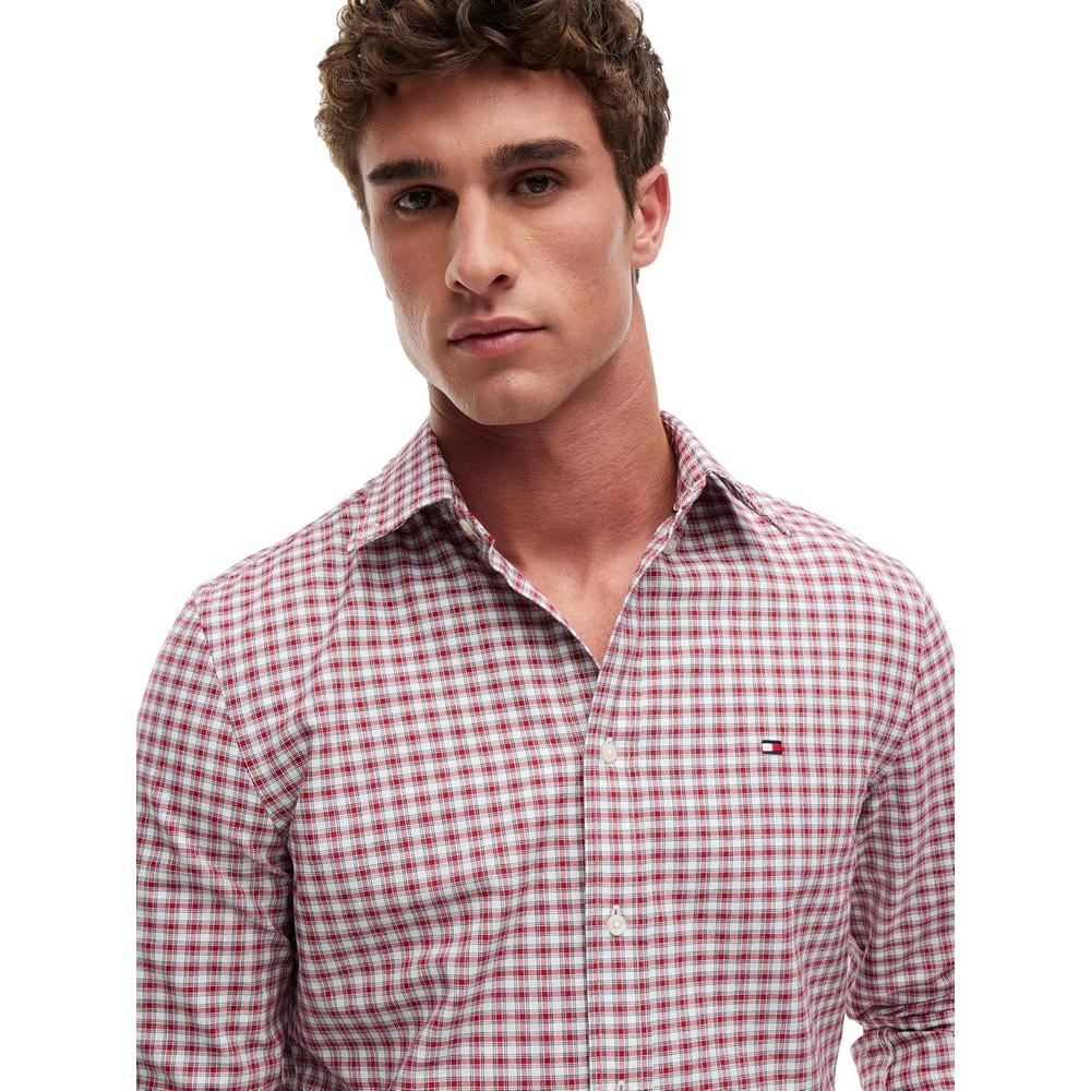 CAMISA PARA HOMBRE TOMMY HILFIGER OXFORD REGULAR FIT MANGA LARGA ROJO MEDIO CUADROS BLANCO - 2