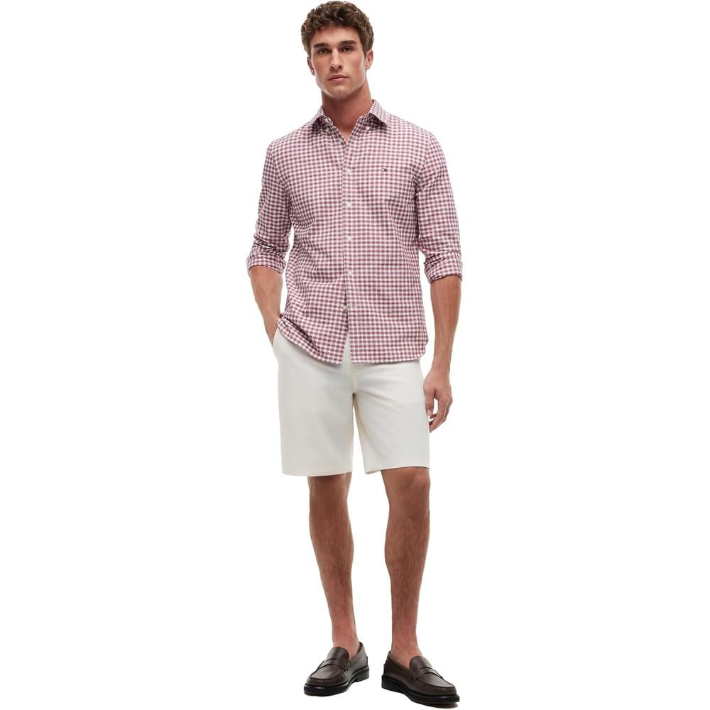 CAMISA PARA HOMBRE TOMMY HILFIGER OXFORD REGULAR FIT MANGA LARGA ROJO MEDIO CUADROS BLANCO - 3