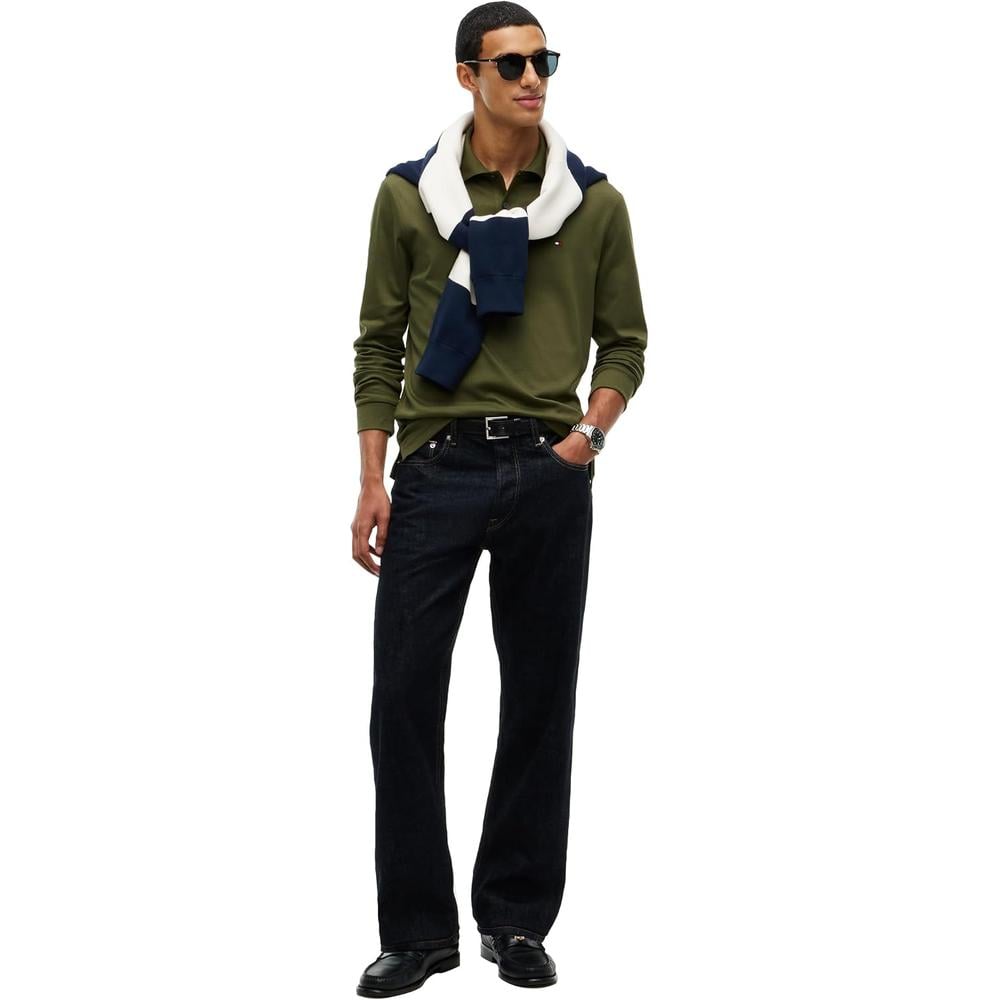 POLO PARA HOMBRE TOMMY HILFIGER LIQUID COTTON REGULAR FIT MANGA LARGA VERDE CAZADOR - 3