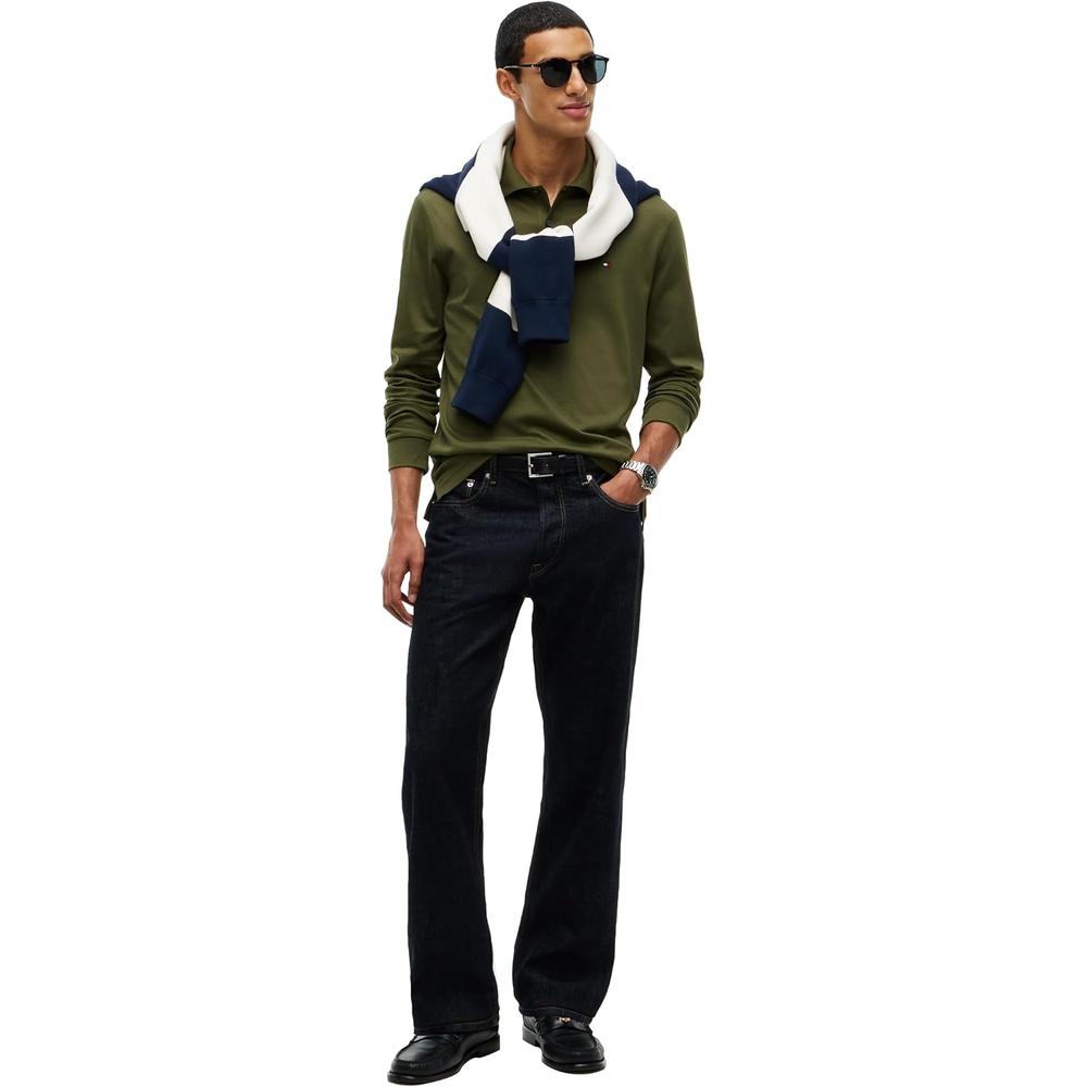 POLO PARA HOMBRE TOMMY HILFIGER LIQUID COTTON REGULAR FIT MANGA LARGA VERDE CAZADOR - 3