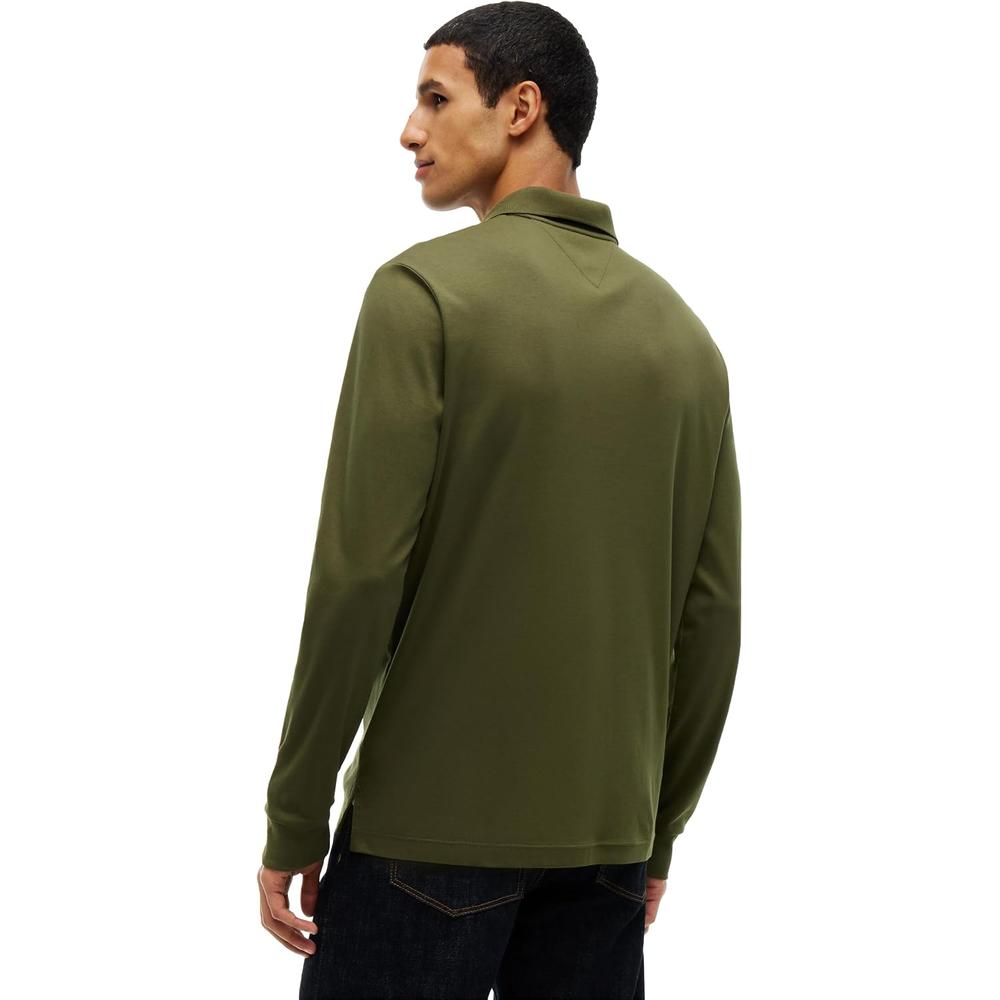 POLO PARA HOMBRE TOMMY HILFIGER LIQUID COTTON REGULAR FIT MANGA LARGA VERDE CAZADOR - 4