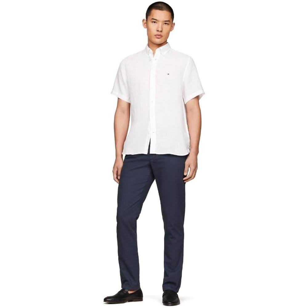 CAMISA PARA HOMBRE TOMMY HILFIGER MANGA CORTA LINO REGULAR FIT BLANCO - 3