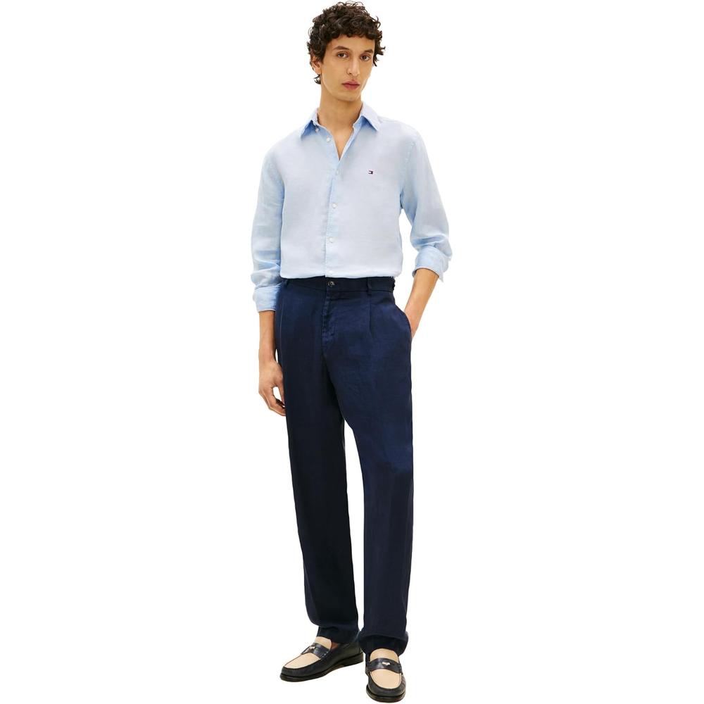 CAMISA PARA HOMBRE TOMMY HILFIGER REGULAR FIT MANGA LARGA AZUL SUAVE - 4