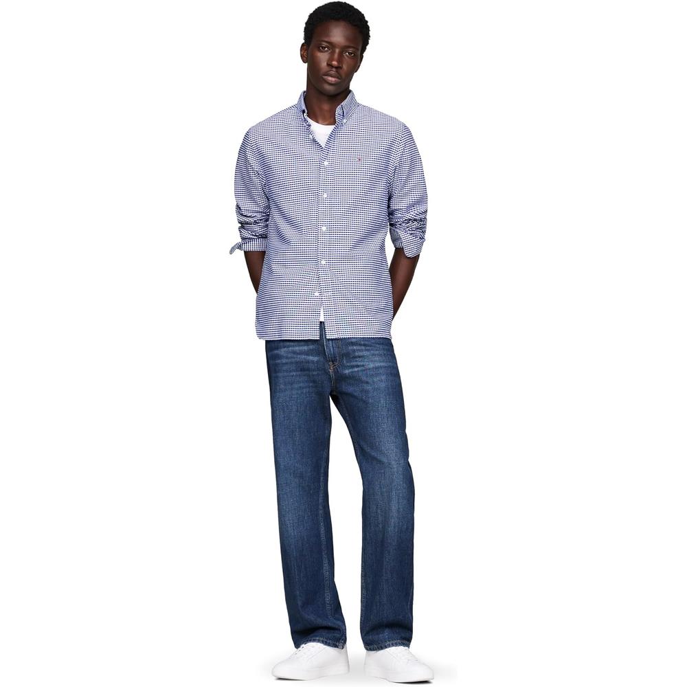 CAMISA PARA HOMBRE TOMMY HILFIGER OXFORD REGULAR FIT MANGA LARGA AZUL REY CUADROS - 3