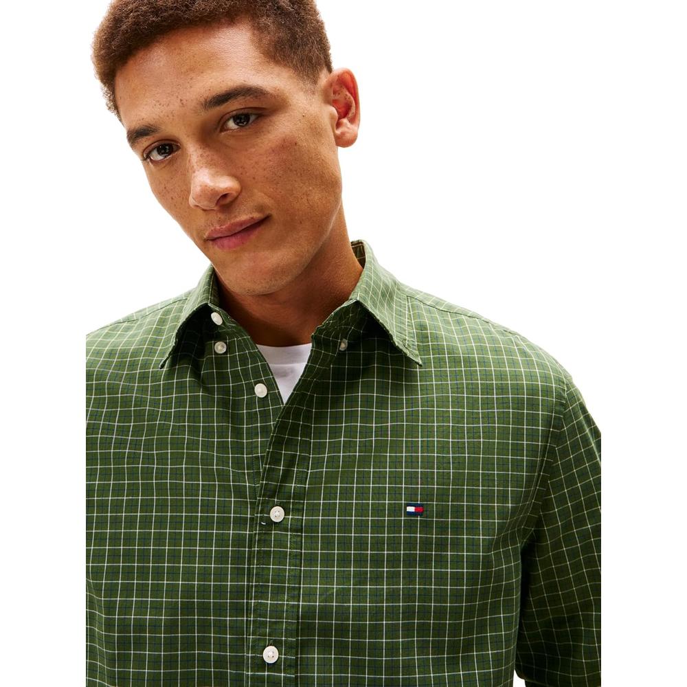 CAMISA PARA HOMBRE TOMMY HILFIGER REGULAR FIT MANGA LARGA VERDE PINO MONTAÑA - 2