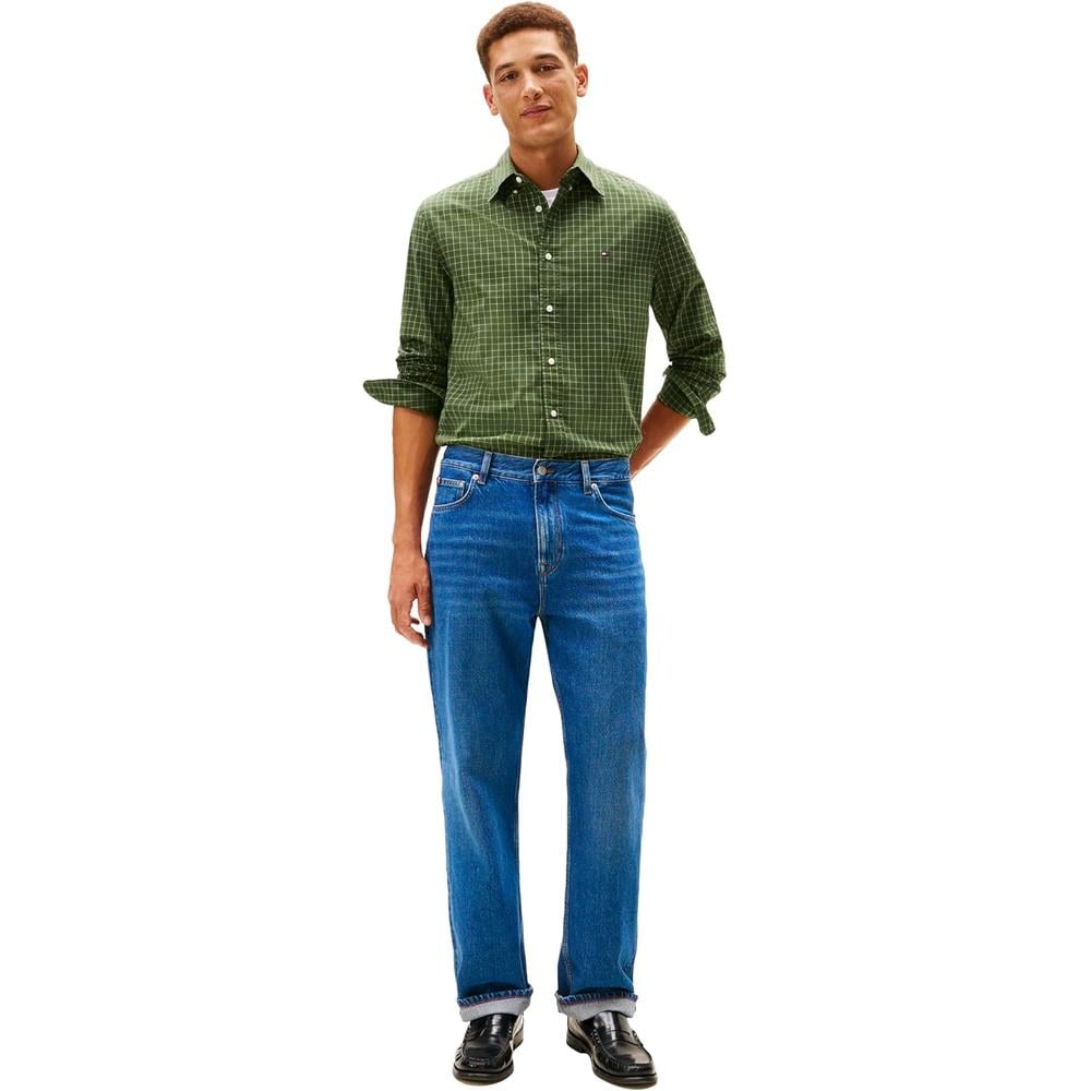 CAMISA PARA HOMBRE TOMMY HILFIGER REGULAR FIT MANGA LARGA VERDE PINO MONTAÑA - 3