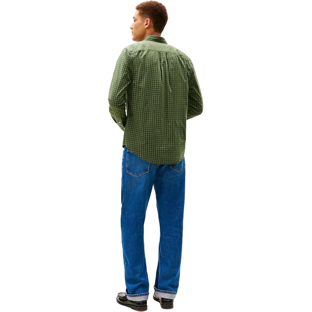 CAMISA PARA HOMBRE TOMMY HILFIGER REGULAR FIT MANGA LARGA VERDE PINO MONTAÑA - 4