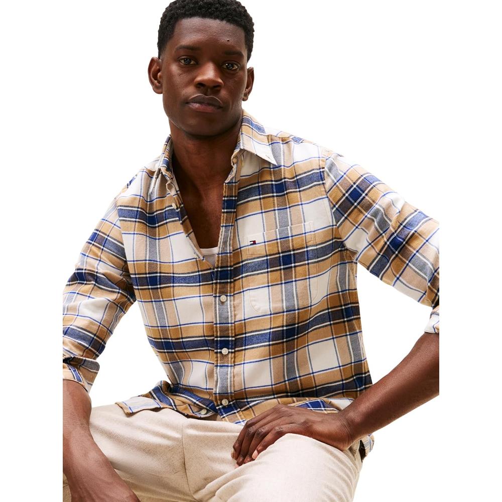 CAMISA PARA HOMBRE TOMMY HILFIGER OXFORD REGULAR FIT MANGA LARGA LIENZO SAFARI CUADROS - 2