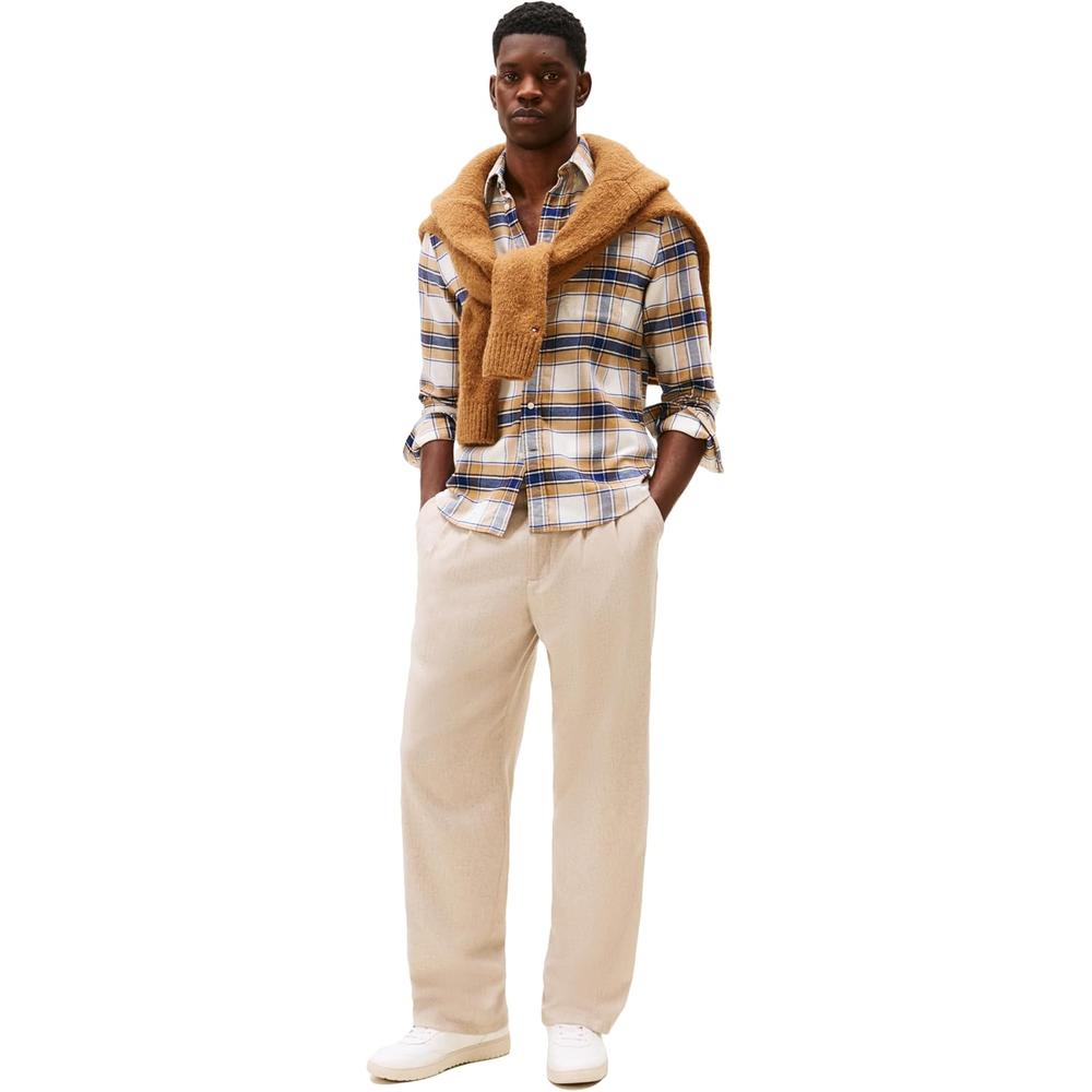 CAMISA PARA HOMBRE TOMMY HILFIGER OXFORD REGULAR FIT MANGA LARGA LIENZO SAFARI CUADROS - 3