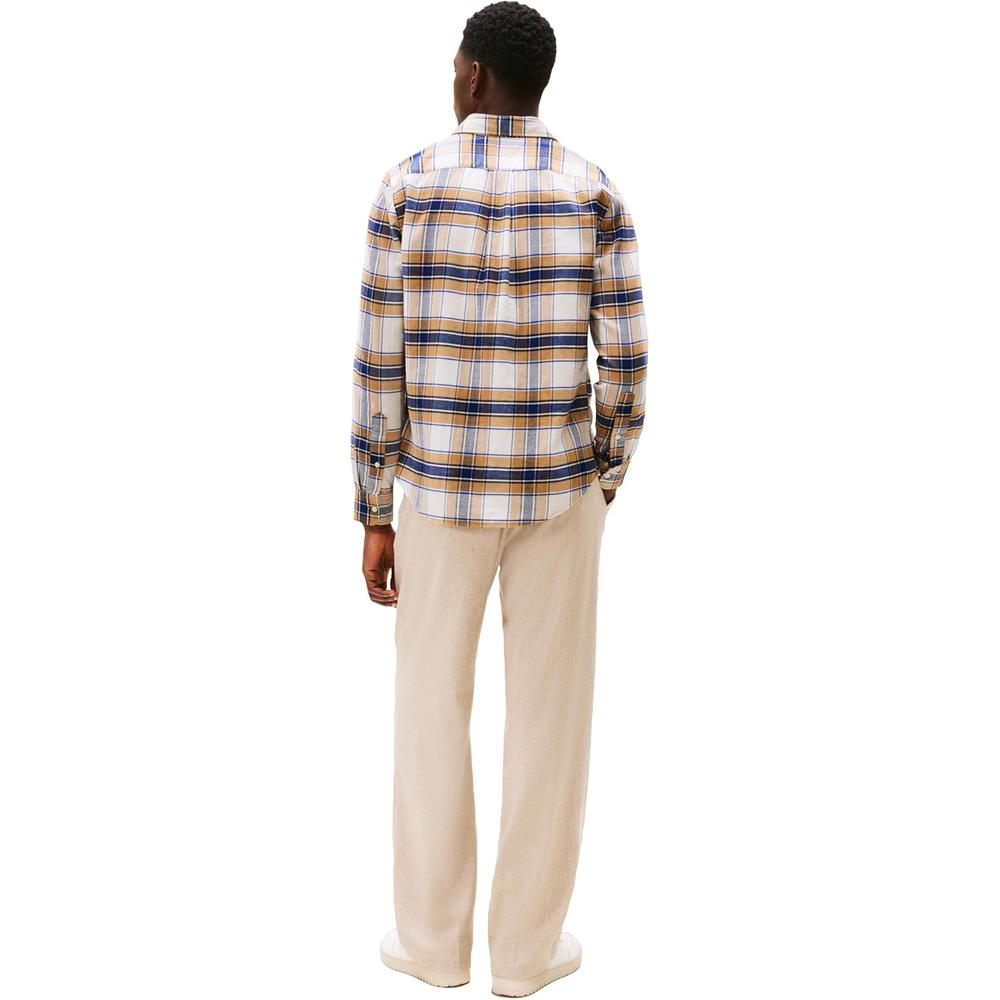 CAMISA PARA HOMBRE TOMMY HILFIGER OXFORD REGULAR FIT MANGA LARGA LIENZO SAFARI CUADROS - 4