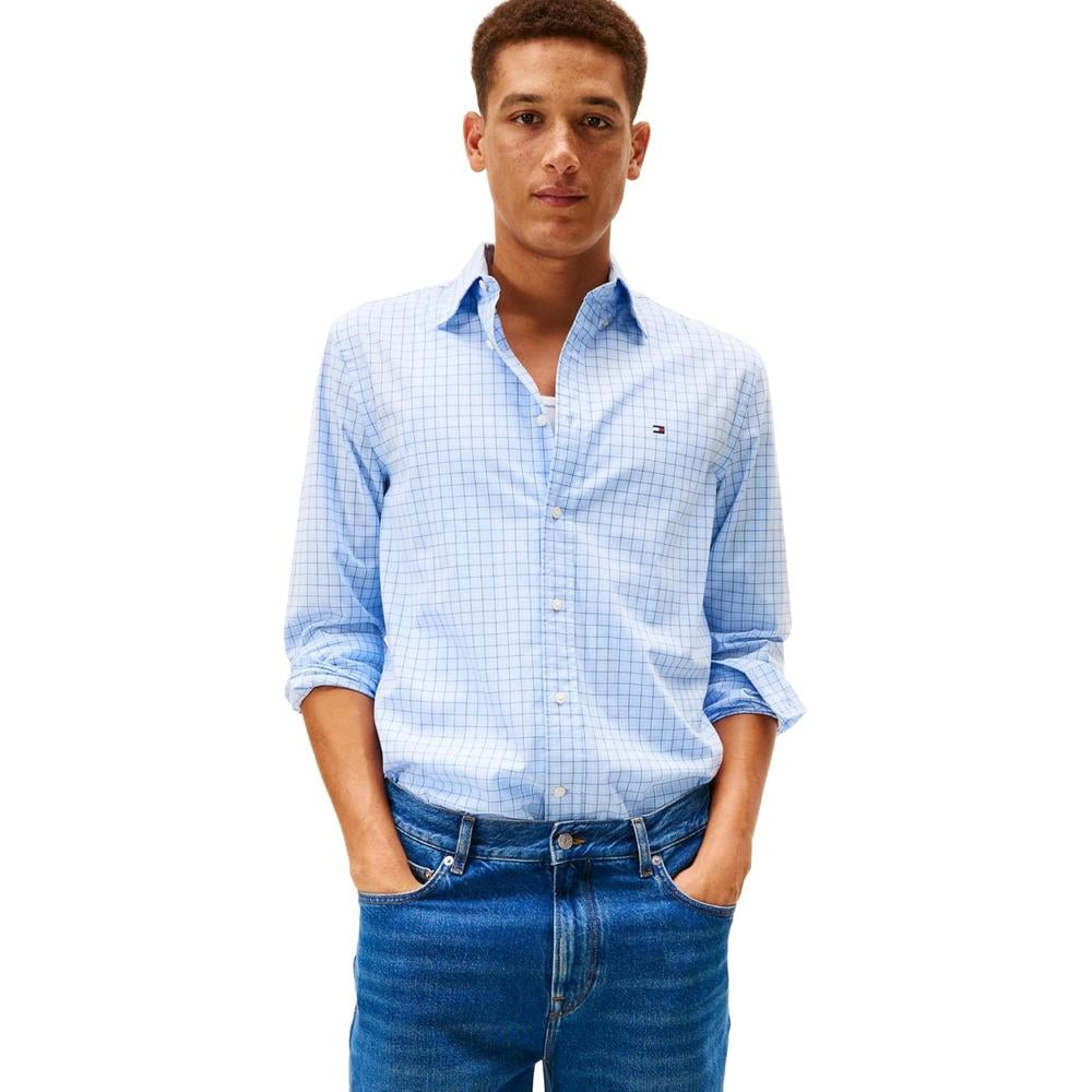 CAMISA PARA HOMBRE TOMMY HILFIGER REGULAR FIT MANGA LARGA AZUL DULCE - 1