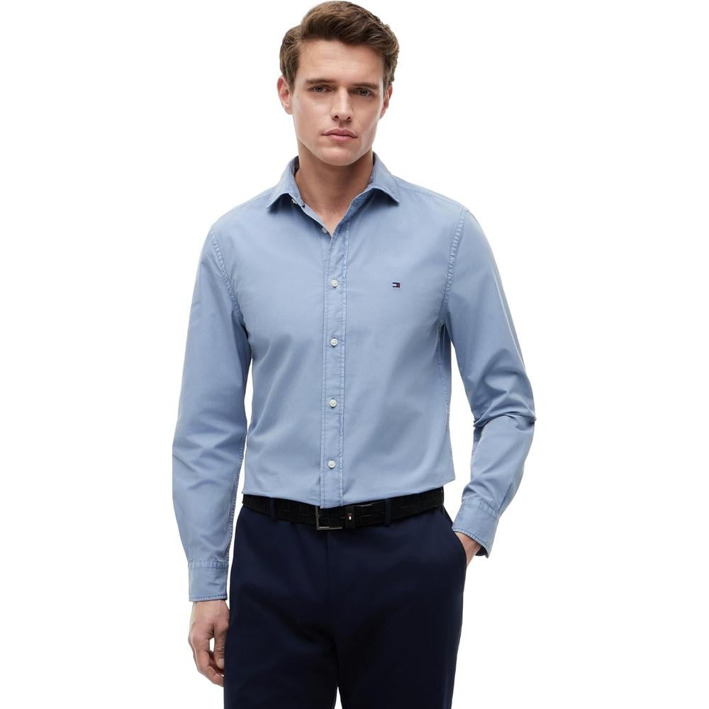CAMISA PARA HOMBRE TOMMY HILFIGER REGULAR FIT MANGA LARGA AZUL FRESCO - 1