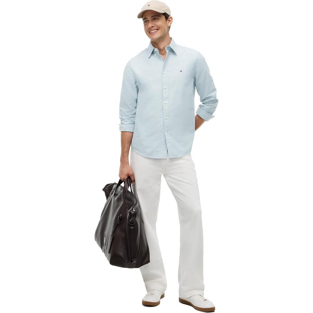 CAMISA PARA HOMBRE TOMMY HILFIGER OXFORD REGULAR FIT MANGA LARGA VERDE ORNAMENTAL - 3