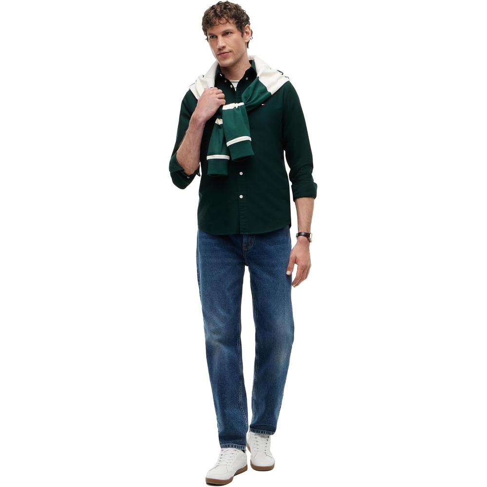CAMISA PARA HOMBRE TOMMY HILFIGER OXFORD REGULAR FIT MANGA LARGA VERDE CAZADOR VERDE CAZADOR LISO - 3