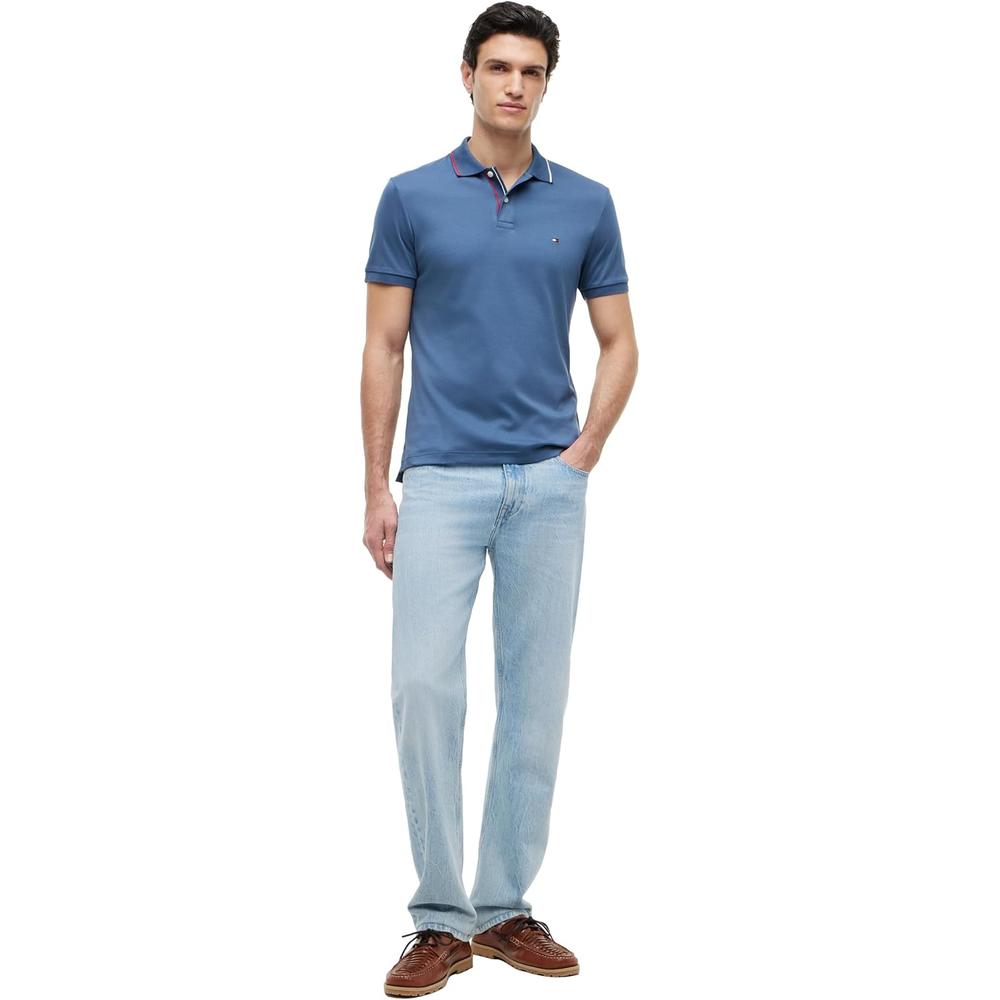 POLO PARA HOMBRE TOMMY HILFIGER LIQUID COTTON SLIM FIT MANGA CORTA AZUL EGEO - 3