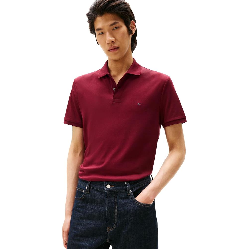 POLO PARA HOMBRE TOMMY HILFIGER REGULAR FIT MANGA CORTA ROJO OSCURO - 1