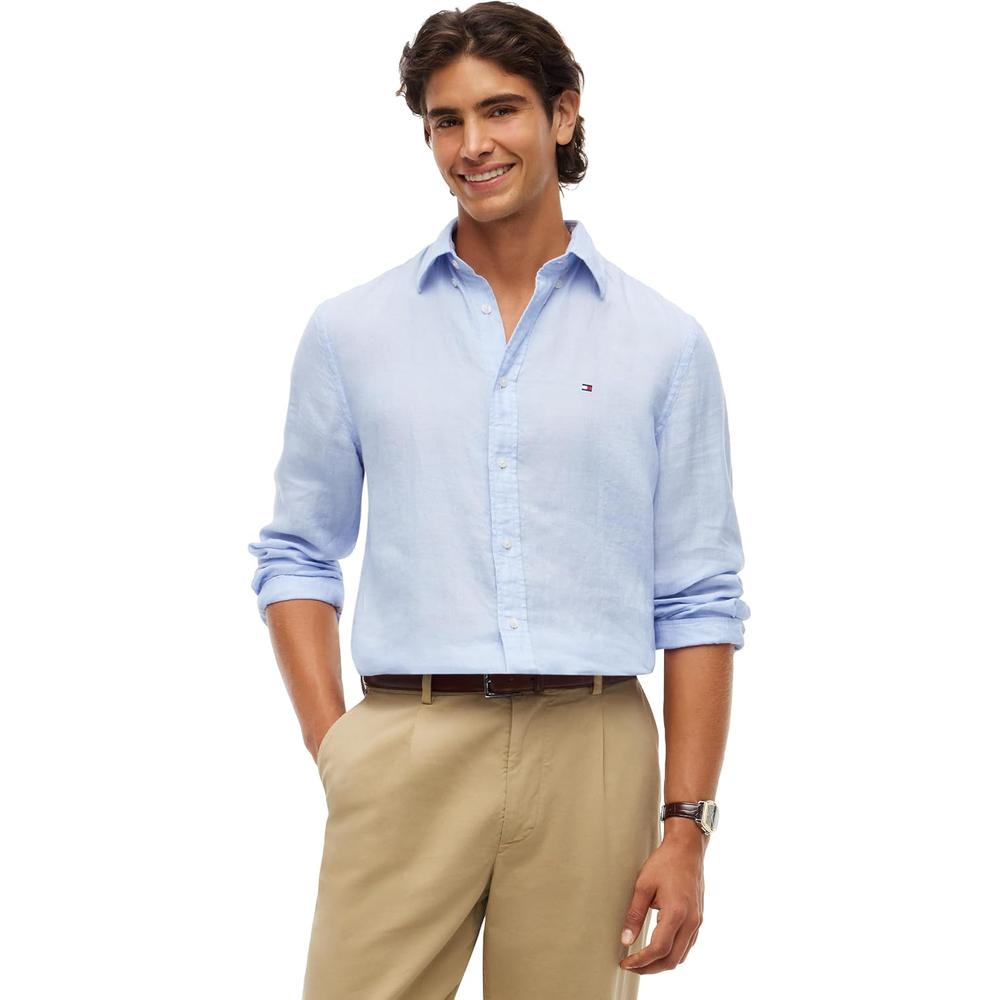 CAMISA PARA HOMBRE TOMMY HILFIGER REGULAR FIT MANGA LARGA AZUL DULCE - 1