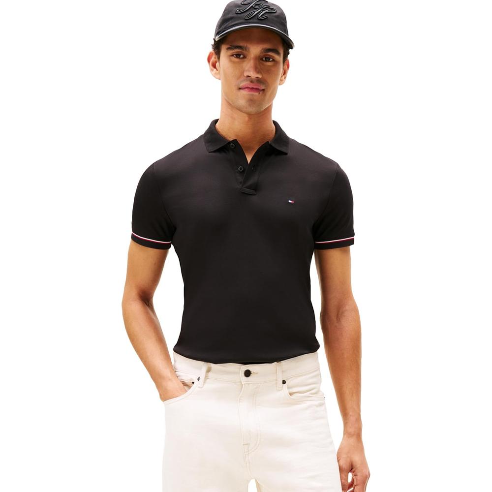 POLO PARA HOMBRE TOMMY HILFIGER LIQUID COTTON SLIM FIT MANGA CORTA NEGRO - 1