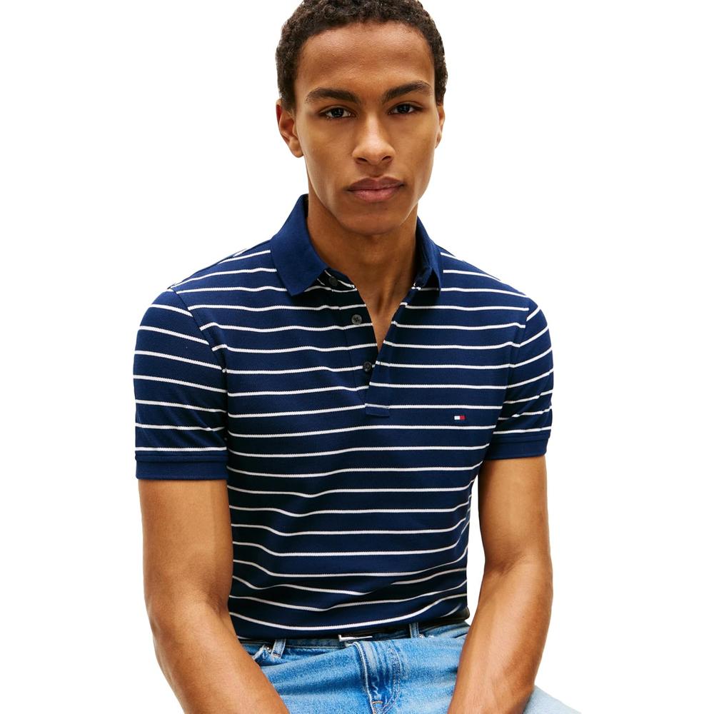 POLO PARA HOMBRE TOMMY HILFIGER 1985 SLIM FIT MANGA CORTA AZUL MARINO CARBÓN MARFIL - 2