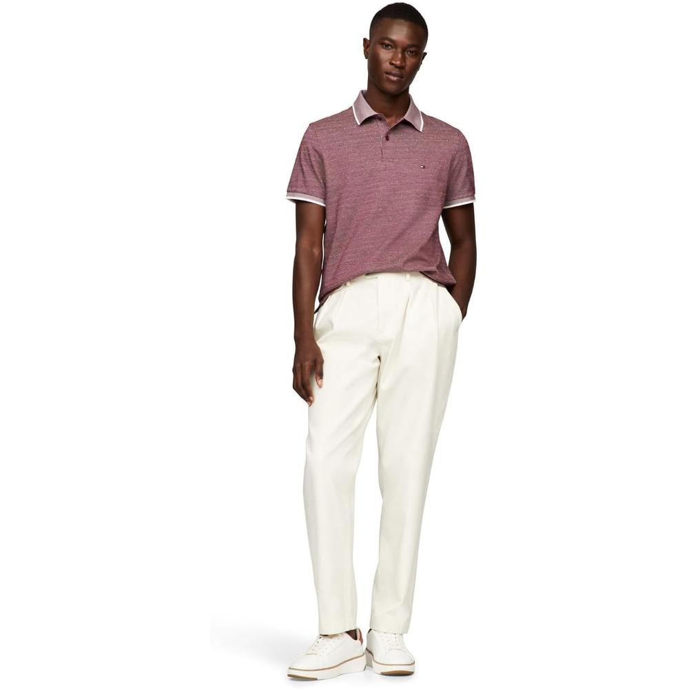 POLO PARA HOMBRE TOMMY HILFIGER REGULAR FIT MANGA CORTA ROJO OSCURO ESTAMPADO - 3