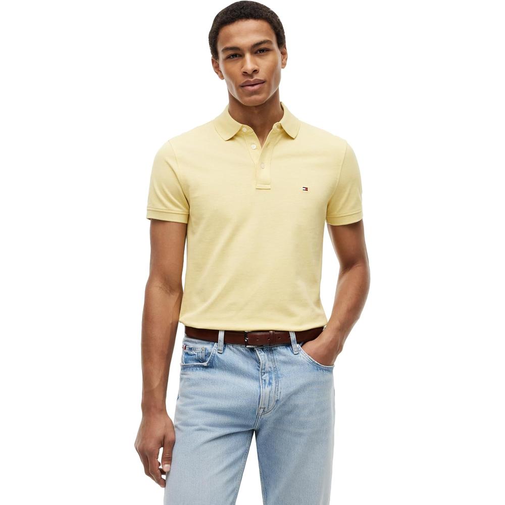 POLO PARA HOMBRE TOMMY HILFIGER 1985 SLIM FIT MANGA CORTA AMARILLO JASPEADO - 1