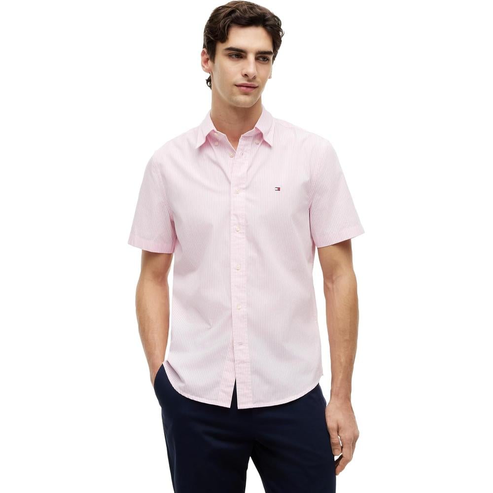 CAMISA PARA HOMBRE TOMMY HILFIGER REGULAR FIT MANGA CORTA ROSA CLÁSICO BLANCO - 1