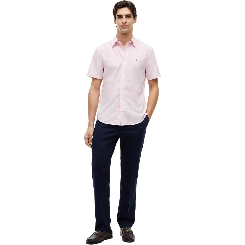 CAMISA PARA HOMBRE TOMMY HILFIGER REGULAR FIT MANGA CORTA ROSA CLÁSICO BLANCO - 3