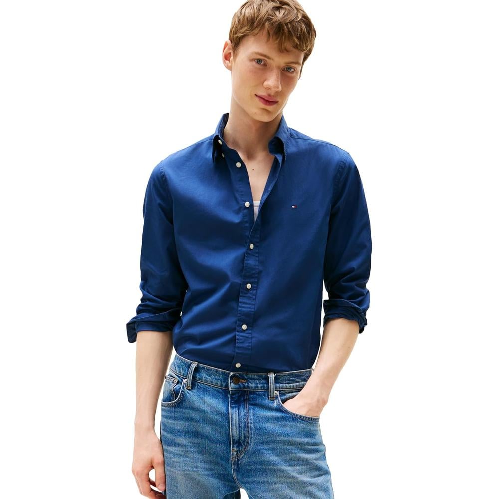 CAMISA PARA HOMBRE TOMMY HILFIGER REGULAR FIT MANGA LARGA AZUL EGEO - 1