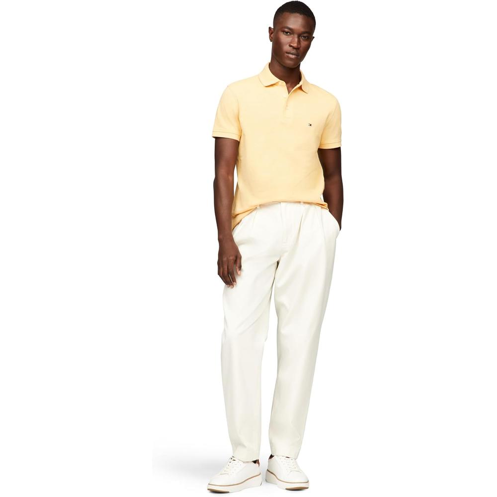 POLO PARA HOMBRE TOMMY HILFIGER 1985 SLIM FIT MANGA CORTA AMARILLO CLARO JASPEADO - 4