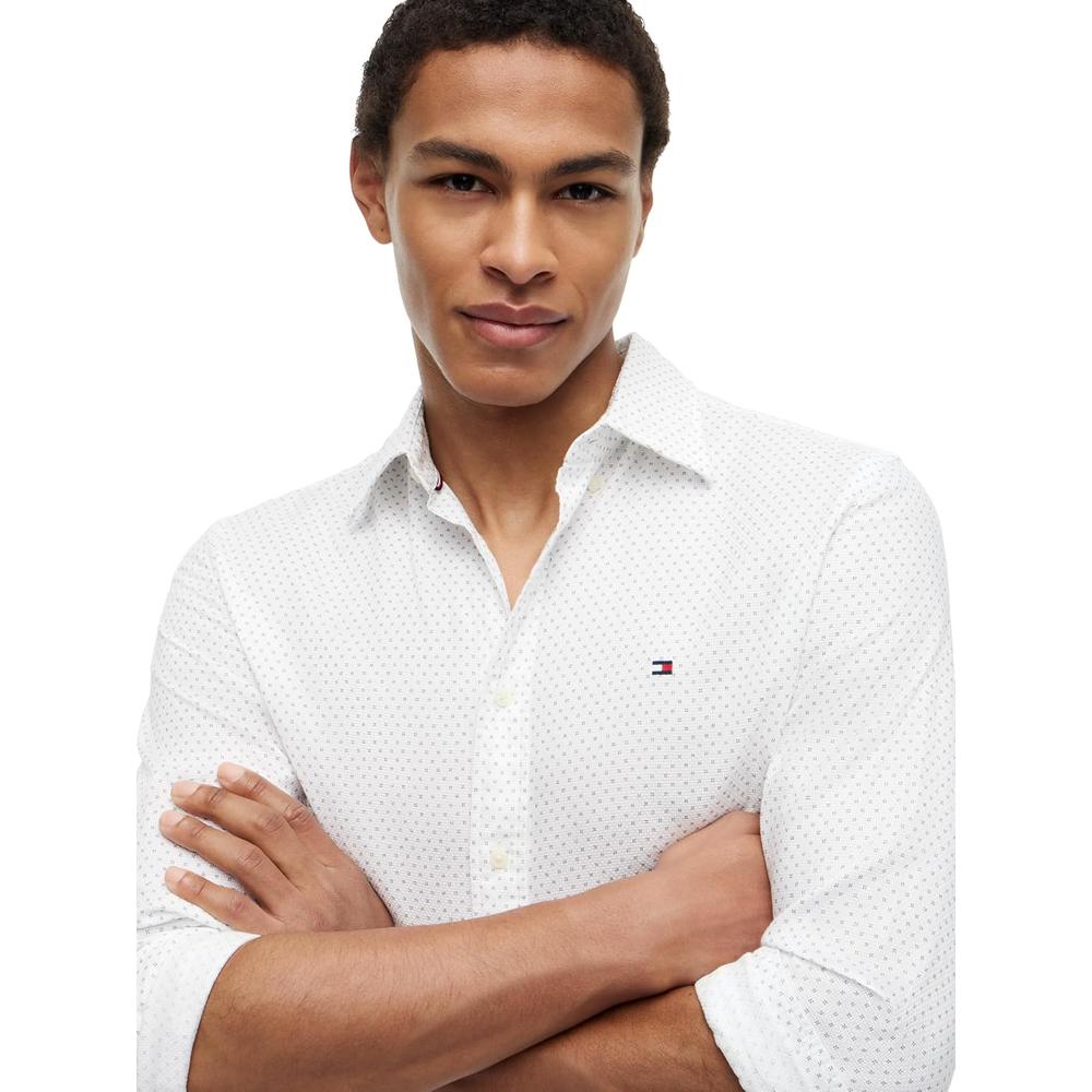 CAMISA PARA HOMBRE TOMMY HILFIGER REGULAR FIT MANGA LARGA BLANCO AZUL - 2
