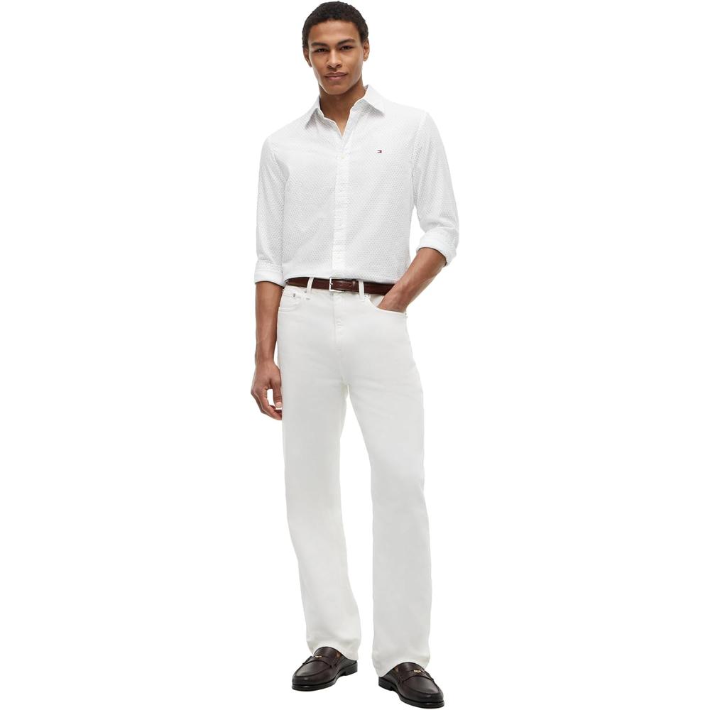CAMISA PARA HOMBRE TOMMY HILFIGER REGULAR FIT MANGA LARGA BLANCO AZUL - 3