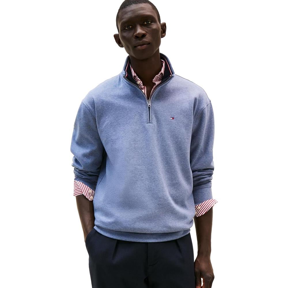 POLERA PARA HOMBRE TOMMY HILFIGER 1/4 ZIP AZUL JASPEADO - 1