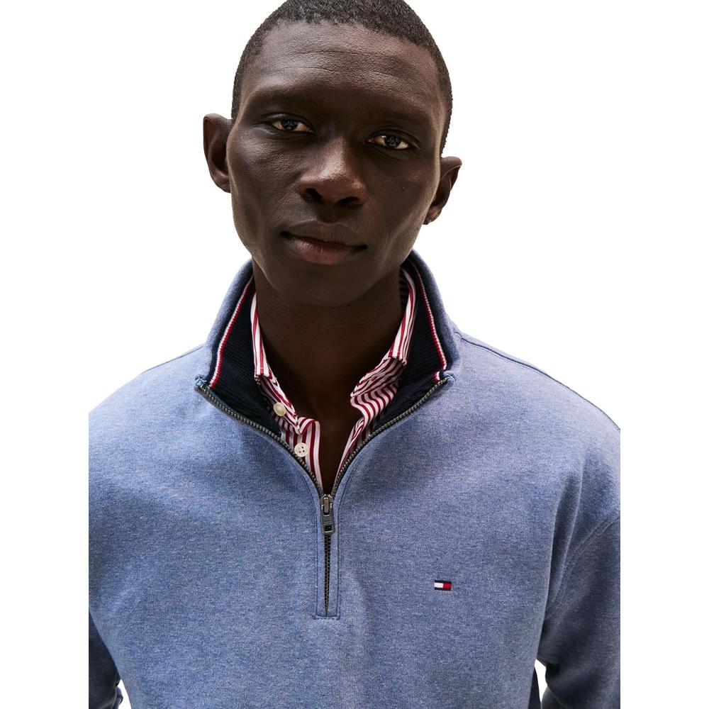 POLERA PARA HOMBRE TOMMY HILFIGER 1/4 ZIP AZUL JASPEADO - 2