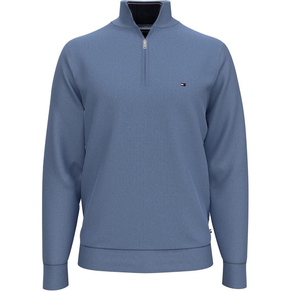 POLERA PARA HOMBRE TOMMY HILFIGER 1/4 ZIP AZUL JASPEADO - 4