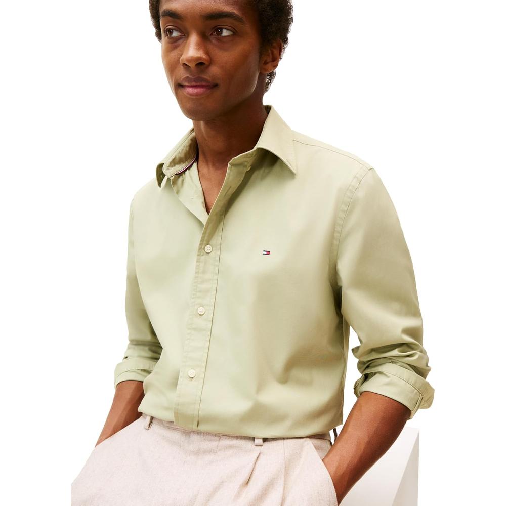 CAMISA PARA HOMBRE TOMMY HILFIGER REGULAR FIT MANGA LARGA VERDE SALVIA TIERRA - 2