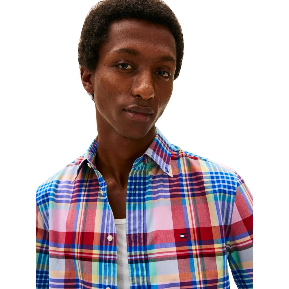 CAMISA PARA HOMBRE TOMMY HILFIGER REGULAR FIT MANGA CORTA AZUL ÁRTICO - 2