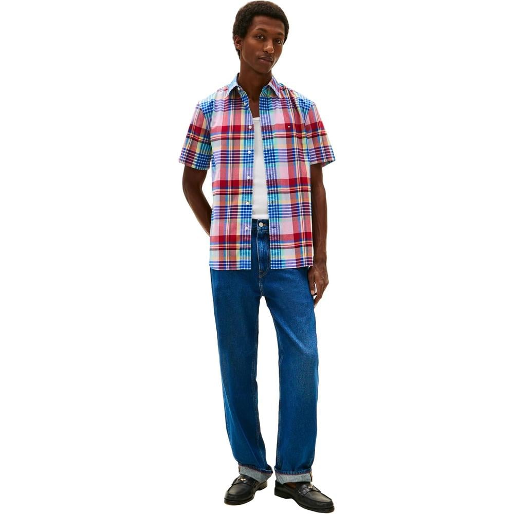 CAMISA PARA HOMBRE TOMMY HILFIGER REGULAR FIT MANGA CORTA AZUL ÁRTICO - 3
