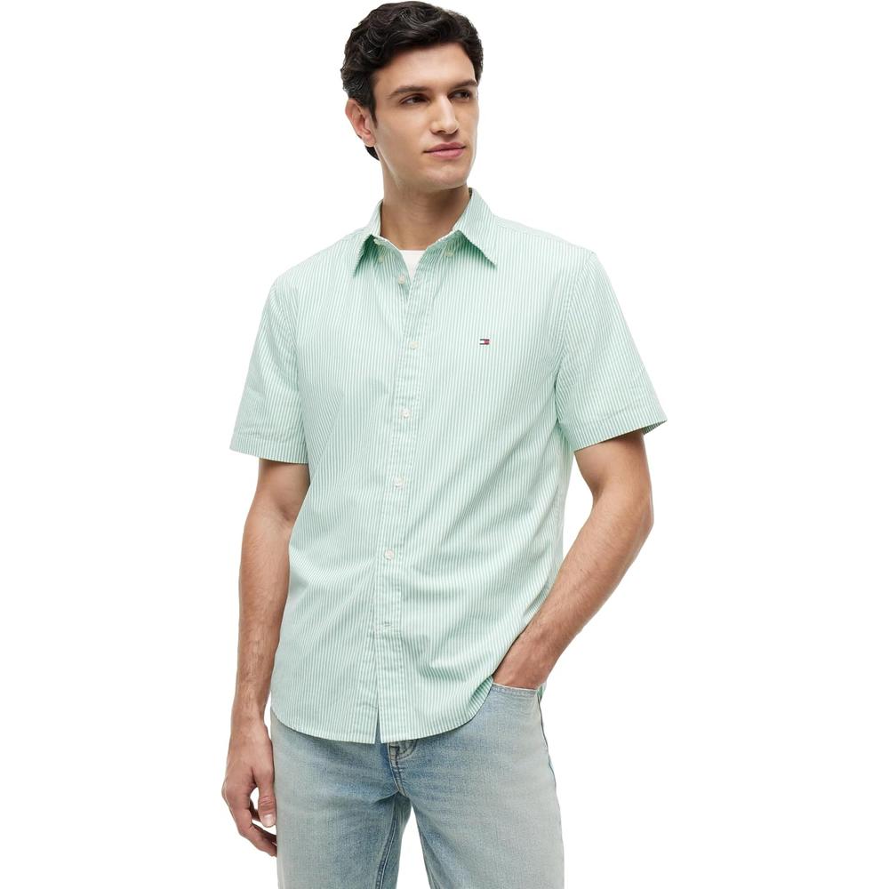 CAMISA PARA HOMBRE TOMMY HILFIGER REGULAR FIT MANGA CORTA VERDE CÉSPED - 1