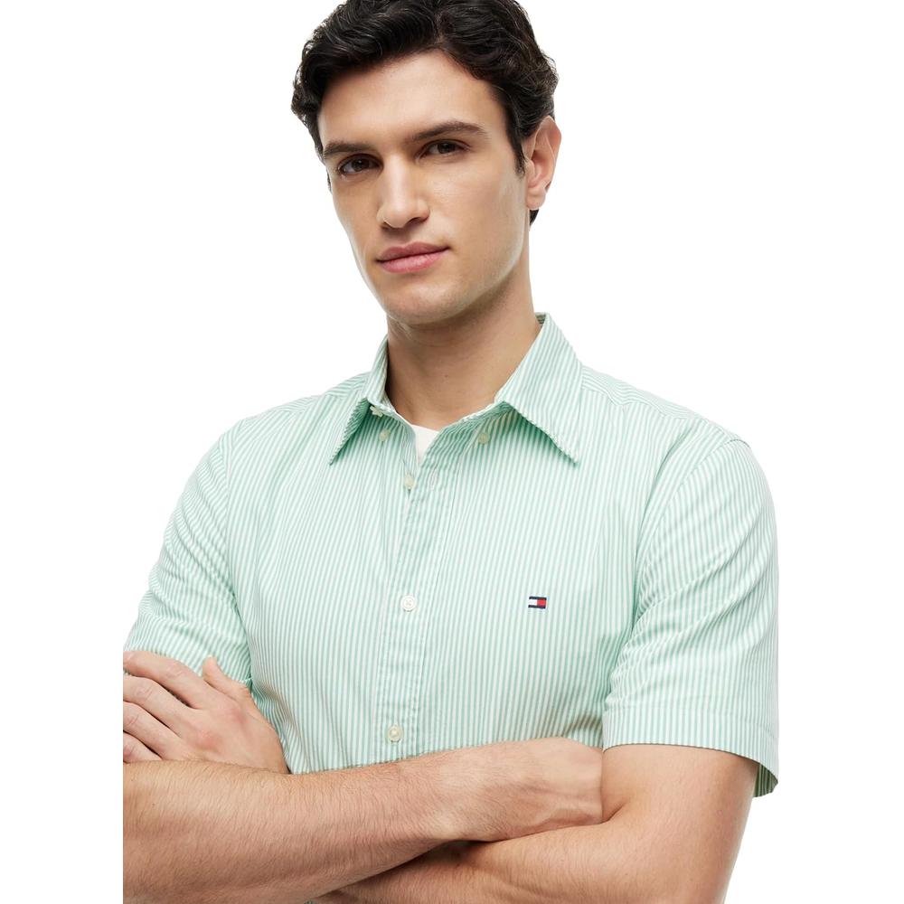 CAMISA PARA HOMBRE TOMMY HILFIGER REGULAR FIT MANGA CORTA VERDE CÉSPED - 2