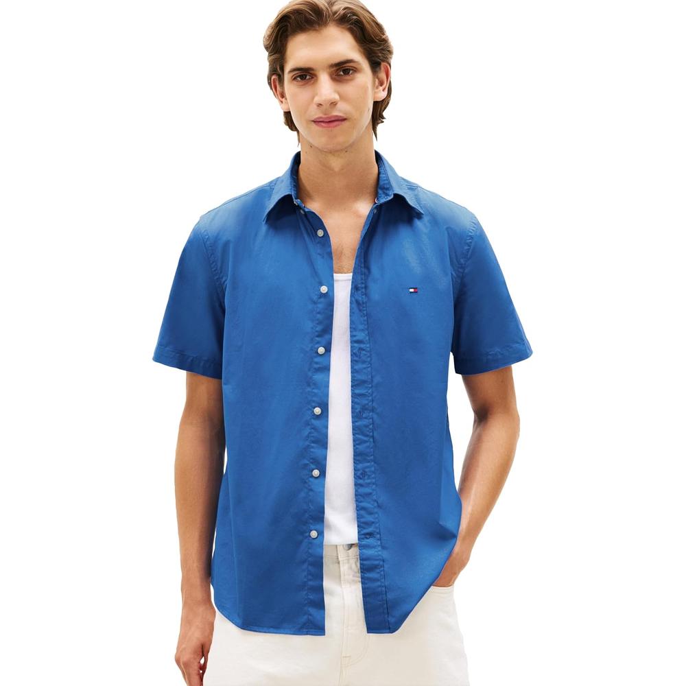CAMISA PARA HOMBRE TOMMY HILFIGER REGULAR FIT MANGA CORTA AZUL ORBITA - 1